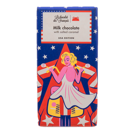 Le Chocolat des Français Milk Chocolate Bar with Salted Caramel (Marilyn) 2.8oz / 80g