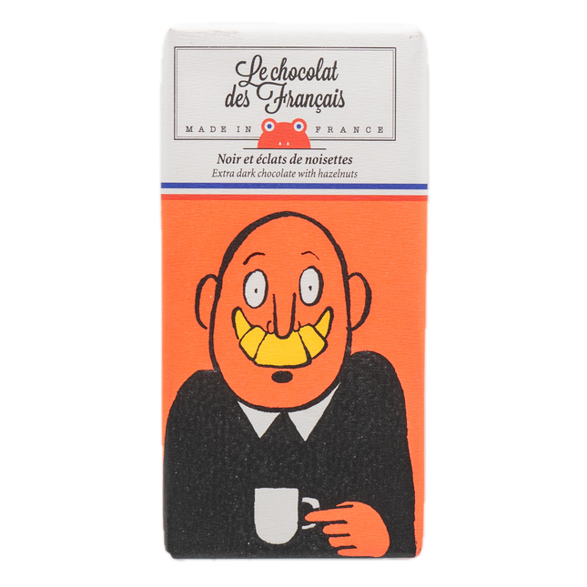 Le Chocolat des Français Extra Dark Chocolate Bar with Hazelnuts (Croissant) 2.8oz / 80g