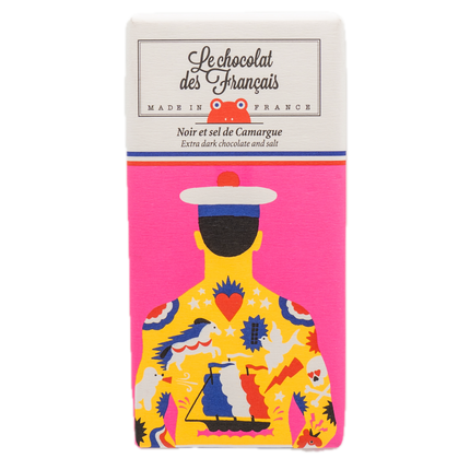 Le Chocolat des Français Extra Dark Chocolate and Salt Bar (Tatoo) 2.8oz / 80g