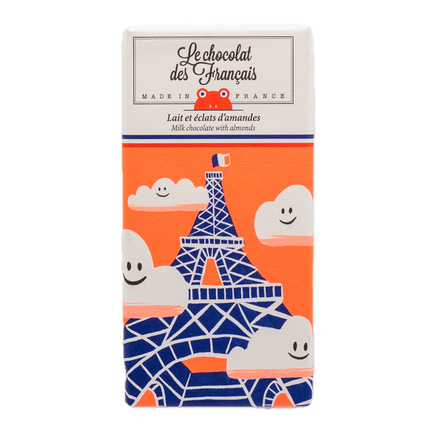 Le Chocolat des Français Milk Chocolate Bar with Almonds (Eiffel Tower Clouds) 2.8oz / 80g