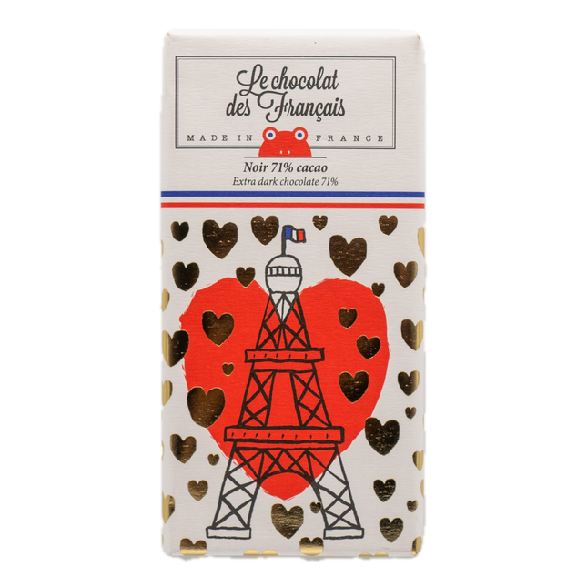 Le Chocolat des Français 71% Extra Dark Chocolate Bar (Eiffel Tower Heart) 2.8oz / 80g