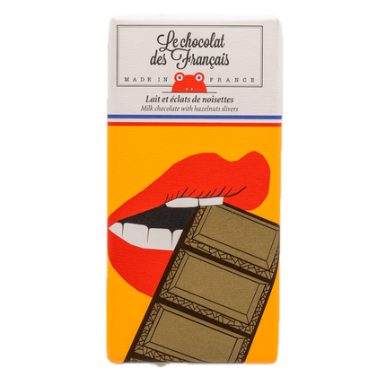 Le Chocolat des Français Milk Chocolate Bar with Hazelnuts Slivers (Mouth) 2.8oz / 80g