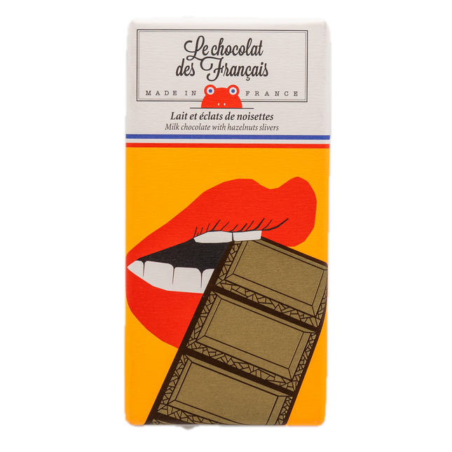 Le Chocolat des Français Milk Chocolate Bar with Hazelnuts Slivers (Mouth) 2.8oz / 80g