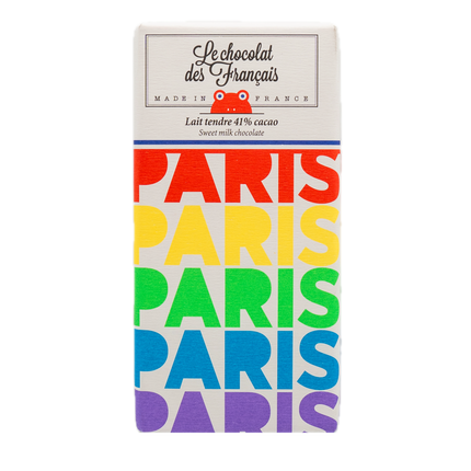 Le Chocolat des Français 41% Sweet Milk Chocolate Bar (Paris Multicolor) 2.8oz / 80g