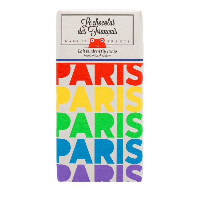 Le Chocolat des Français 41% Sweet Milk Chocolate Bar (Paris Multicolor) 2.8oz / 80g