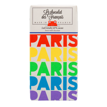 Le Chocolat des Français 41% Sweet Milk Chocolate Bar (Paris Multicolor) 2.8oz / 80g