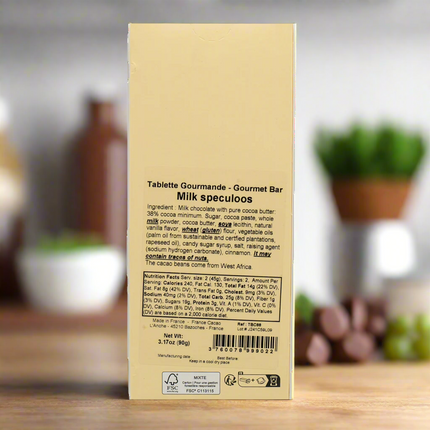 Comptoir du Cacao Milk Chocolate Bar with Speculoos Cookie 3.17oz / 90g