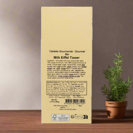 Comptoir du Cacao Milk Chocolate Bar with Eiffel Tower (Tour Eiffel) 3.17oz / 90g
