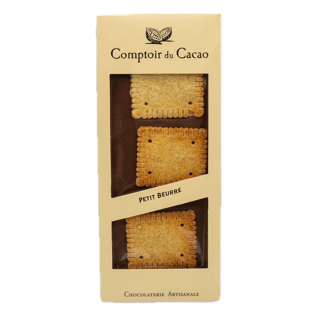 Comptoir du Cacao Milk Chocolate Bar with Butter Cookies (Petit Beurre) 3.17oz / 90g