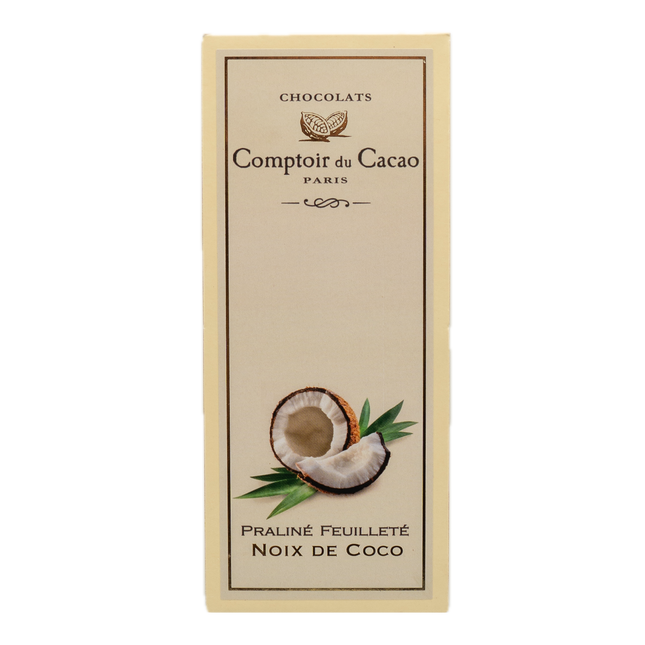 Comptoir du Cacao Praliné-filled White Chocolate Bar with 36% Cacao Coconut (11%) 2.82oz / 80g