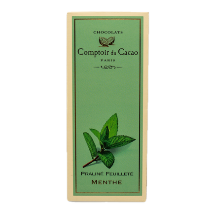 Comptoir du Cacao Praliné-filled 72% Dark Chocolate Mint Bar (0.1%) 2.82oz / 80g