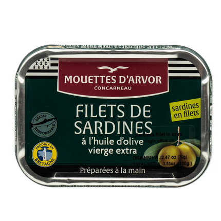 Mouettes d'Arvor Sardines Filets in Extra Virgin Olive Oil 3.53oz / 100g
