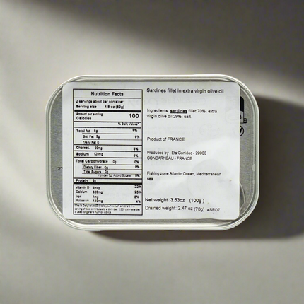 Mouettes d'Arvor Sardines Filets in Extra Virgin Olive Oil 3.53oz / 100g