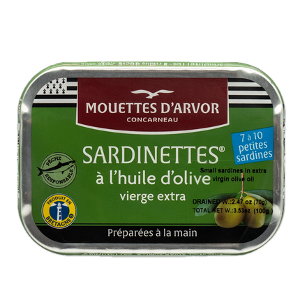 Mouettes d'Arvor Small Sardines in Extra Virgin Olive Oil 3.53oz / 100g