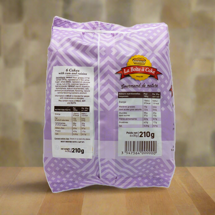 La Boite a Cake Filled Rum and Raisin Cake (6 Count) 7.4oz / 210g