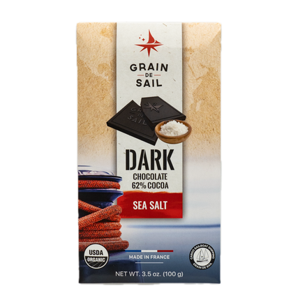 Grain de Sail Dark Organic Chocolate Bar 62% with Sea Salt 3.5oz / 100g