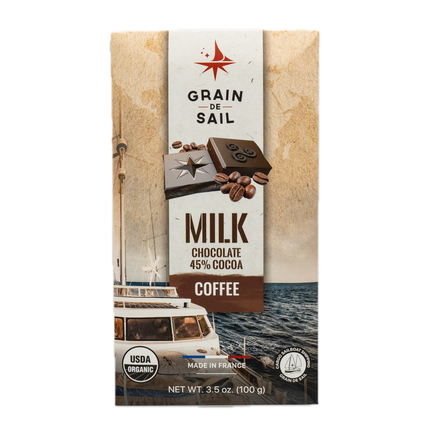 Grain de Sail Milk Organic Chocolate Bar 45% with Coffee 3.5oz / 100g