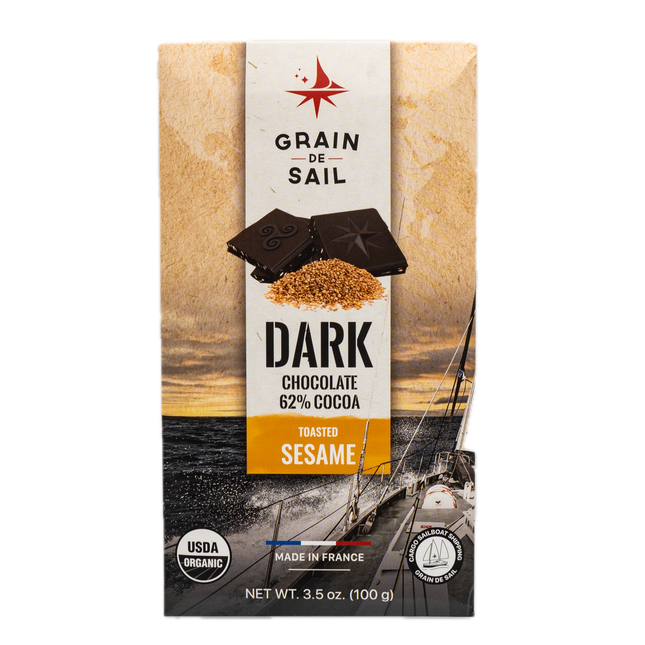 Grain de Sail Dark Organic Chocolate Bar 62% with Sesame 3.5oz / 100g