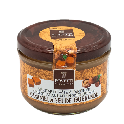 Bovetti Milk Chocolate 40% Hazelnut Caramel and Guérande salt Spread 7.07oz / 200g