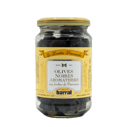 Barral Black Olives Flavored with Provence Herbs 8.11oz / 230g